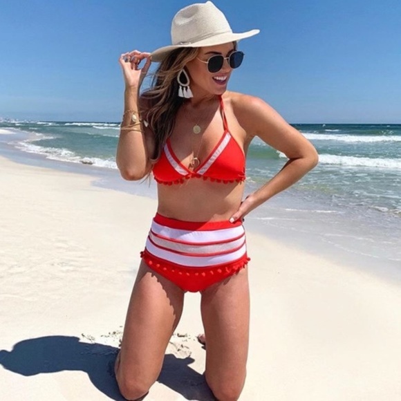 Paris&Pearle Other - Palm Springs Red High Waisted Bikini